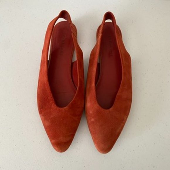 Everlane Slingback Pointed Flats Suede Womens 7.5 Red - Picture 3 of 8